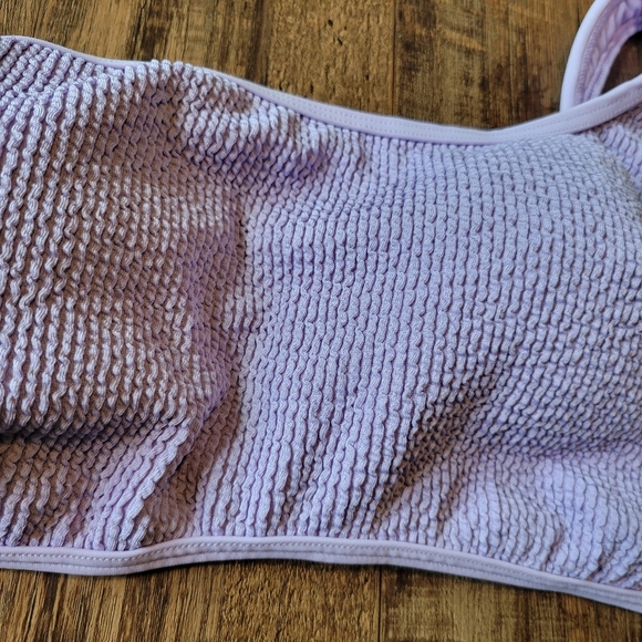 Abercrombie & Fitch One Shoulder Ribbed Texture Purple Swim Bikini Top - Picture 2 of 6